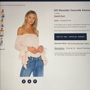 1.State off the shoulder pink cotton blouse